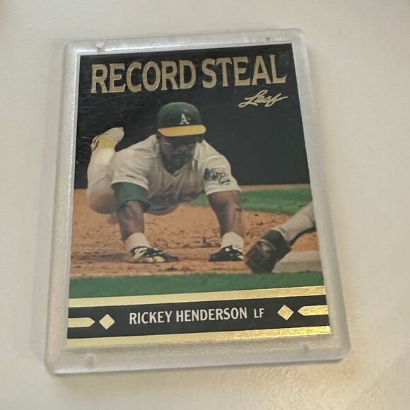 Record Steal Trading Card - Gold and Green of HOF Ricky Henderson mint condition - Picture 3 of 4
